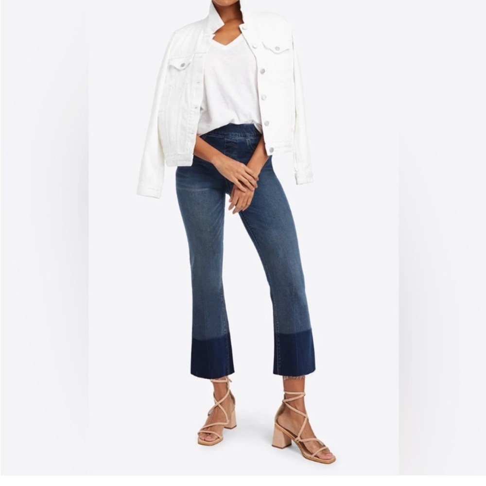 SPANX Blue Ankle Cropped Flare Jeans L NEW
